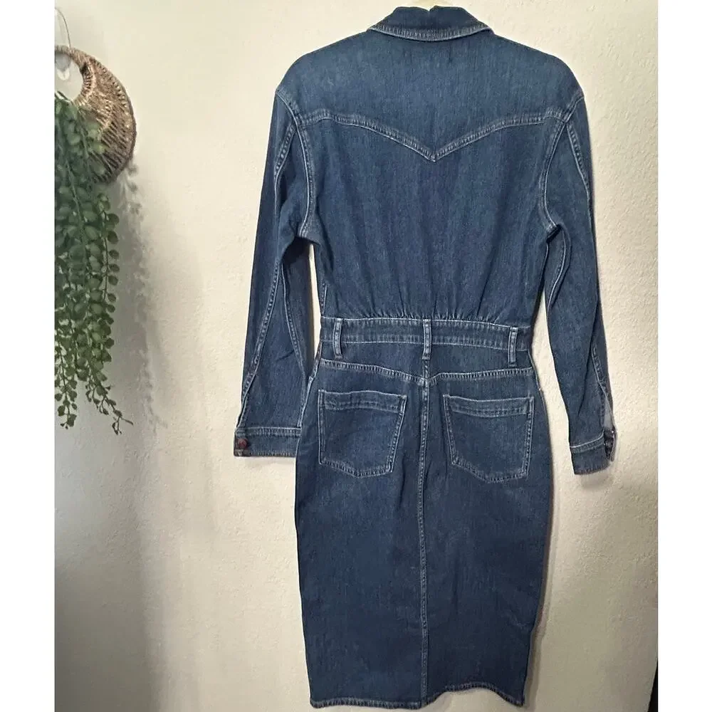 NEW Madewell Denim Western Midi Shirtdress in Laselle Wash Sz 2 Capsule Staple